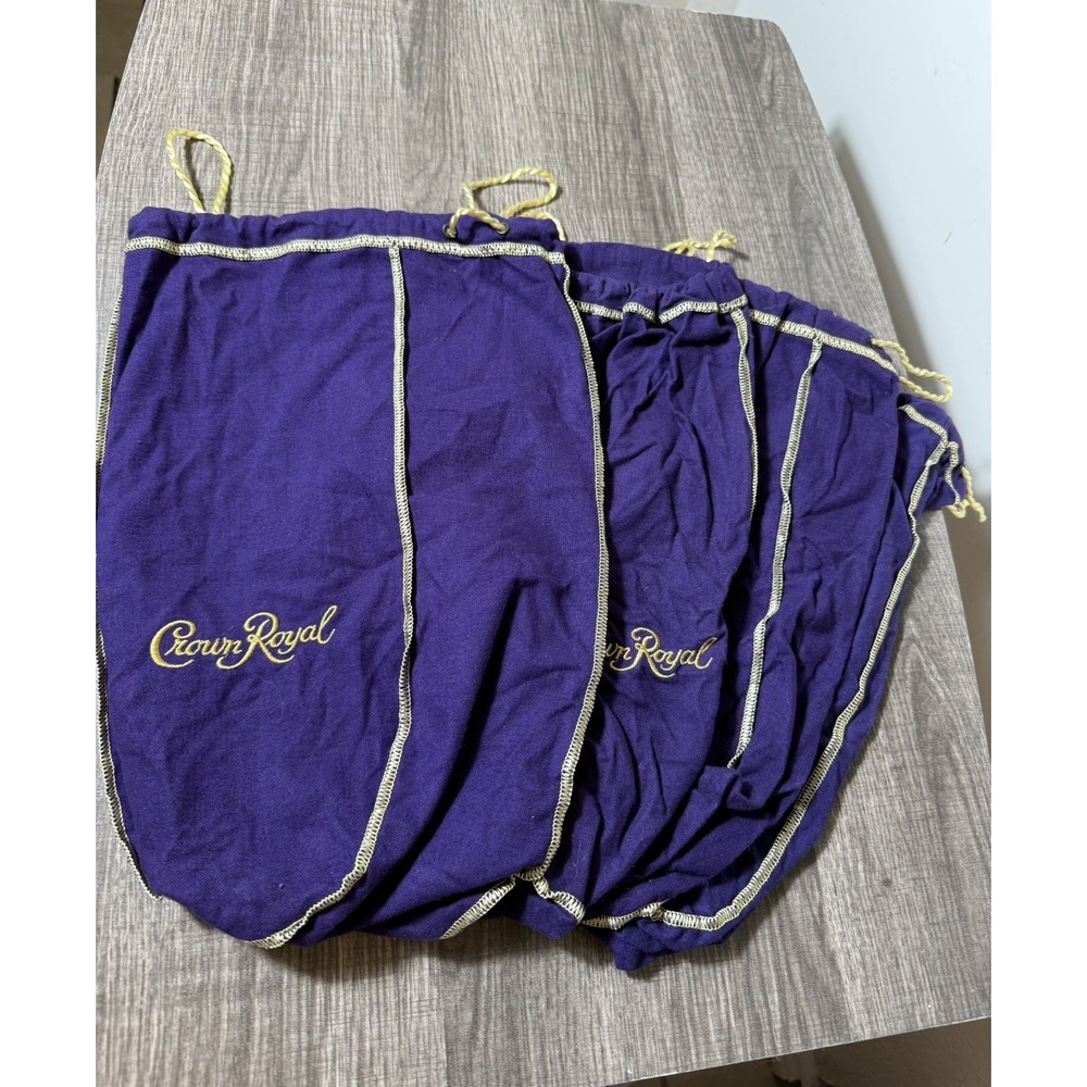 Lot of 4 Large Purple Crown Royale Drawstring Bags 12"